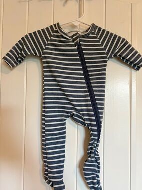 Striped Navy and White Kids One-Piece Zip Romper
